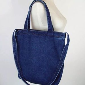 Dark Denim Minimalist Jean Tote Shoulder Bag